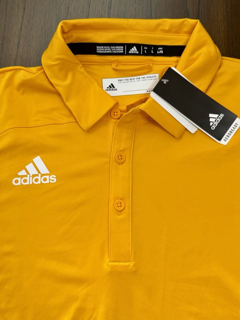 NEW Adidas Golf Mens Large Gold Yellow Tech Polo Aeroready Shirt SS NWT $65